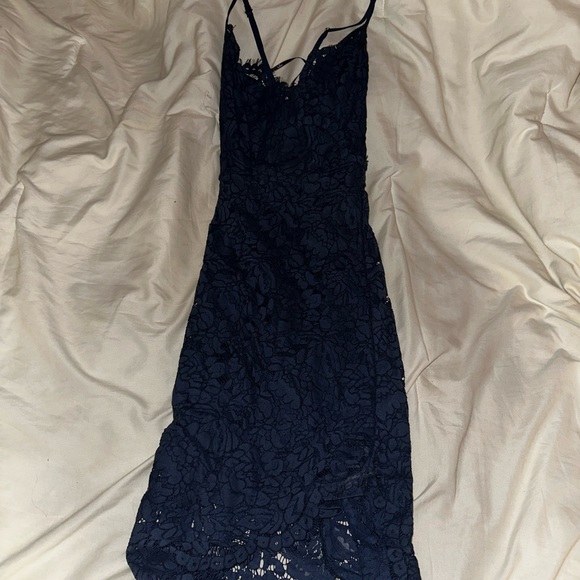 Flirting with Desire Navy Blue Lace Bodycon Dress - Picture 4 of 12